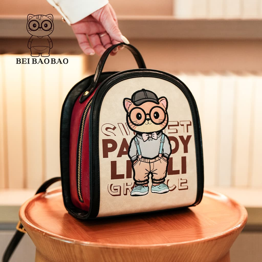 North saco novo estilo dos desenhos animados bonito mochila feminina Commuter contraste cor mochila moda feminina Campus