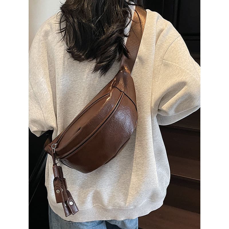 Bolsa de peito japonesa retrô de couro pu, bolsa de cintura para homens e mulheres, novo estilo, estilo coreano, estilo