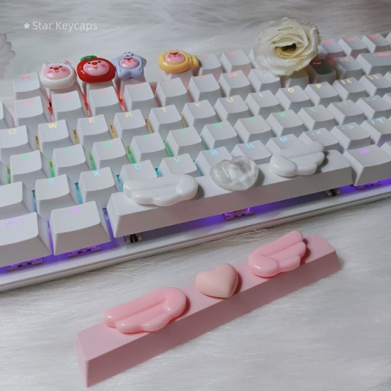 Keycap DIY Asas de Anjo 6.25u, adequado para a barra de espaço, compatível com teclados mecânicos de perfil Cherry, aces