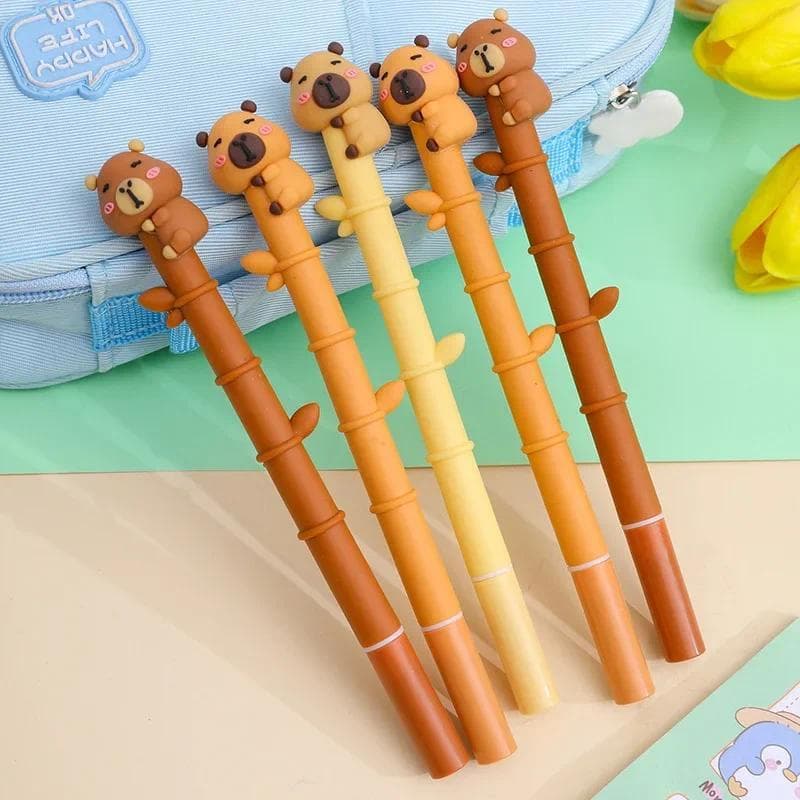 12 Pçs Kapibara Bambu Gênero-Caneta Neutra Estudante Cola Macia Bonito Aprendizagem Papelaria De Alto Valor