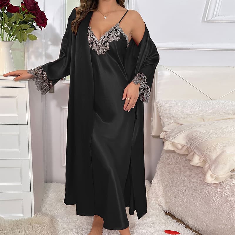 Conjunto de Vestido de Alcinha de Comprimento Médio e Casaco para Mulheres, Outono e Inverno, Roupas Casuais para Casa,