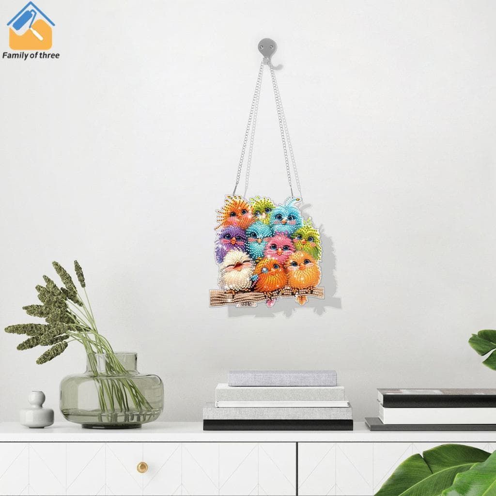 Coruja Em Forma De Strass Pingente Dupla Face DIY Pintura Acrílica Pendurado Ornamento Para Janela Casa Jardim Parede SH