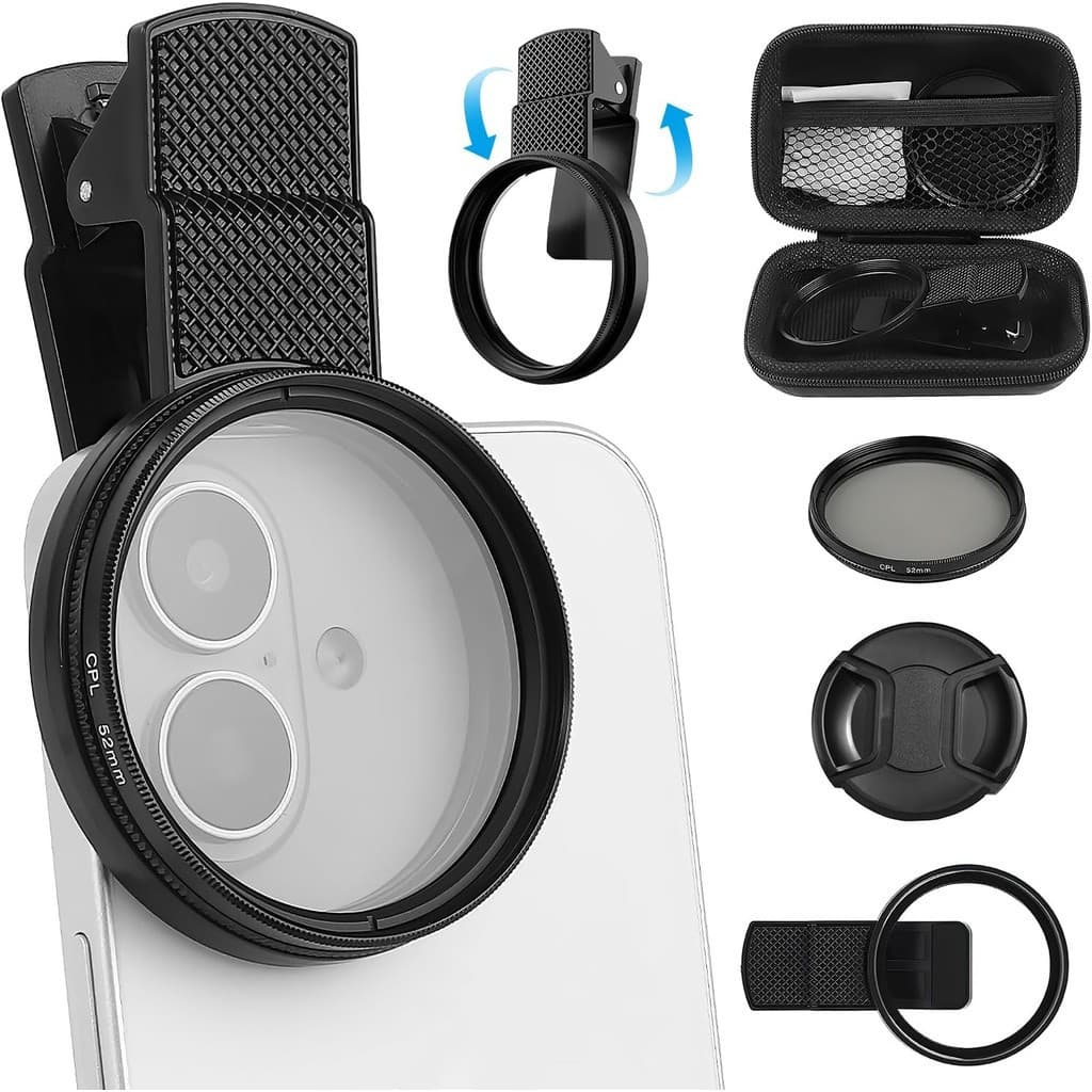 Kit De Filtro De Lente De Câmera De Telefone CPL De 52 Mm Clip-0n , Polarizador Circular , Conjunto Com Luz De Fundo HD