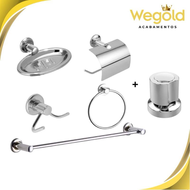 Kit Stander 5 Peças + Acabamento C40 de Registro de Chuveiro Abs