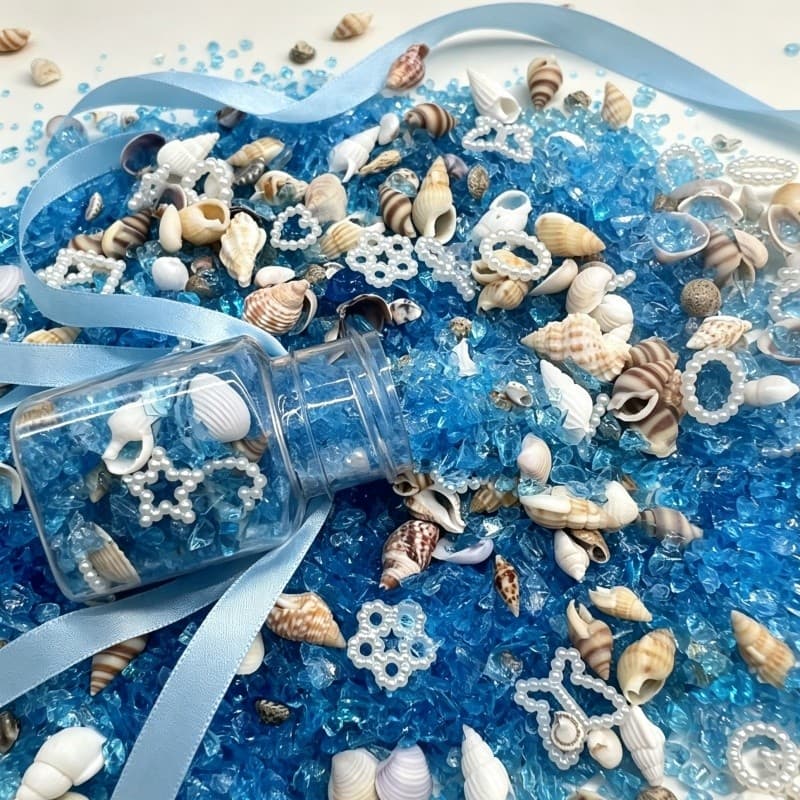 Azul Glitter Vidro Areia Mini Concha Conchas Decoração Para Artesanato Casa Aquário Paisagem