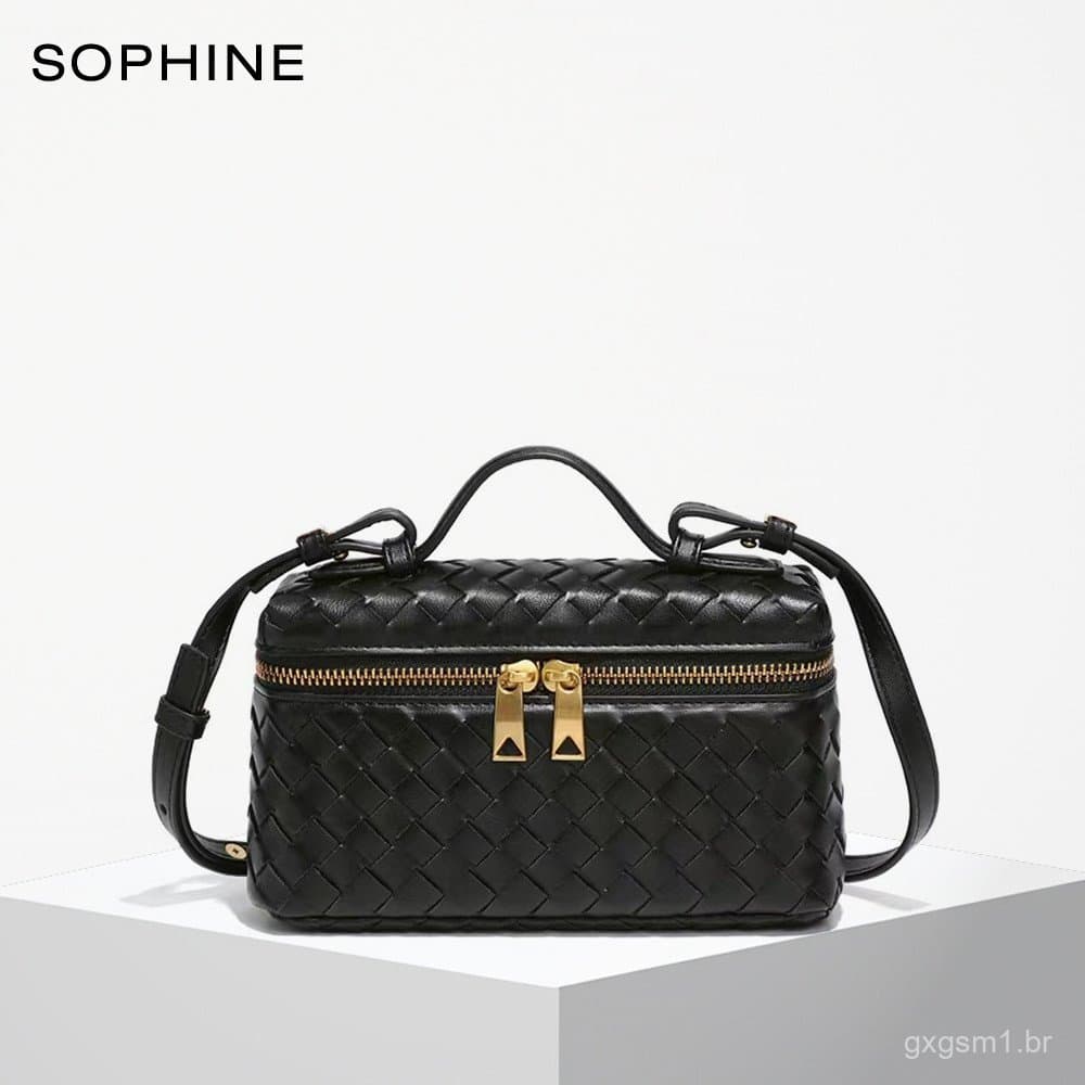 Bolsa de Ombro de Tecido Estilo Designer de Moda, Mini Bolsa Tipo Caixa para Mulheres
