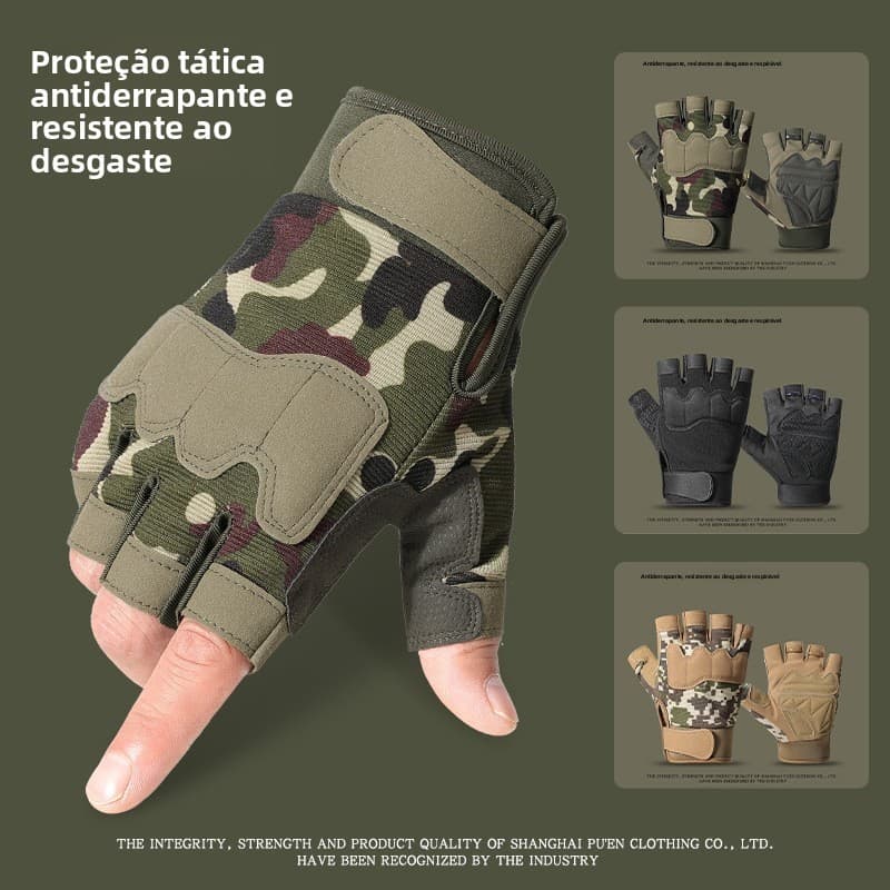 Luvas táticas de meio dedo para homens, adequadas para esportes ao ar livre na primavera e no verão, ciclismo, montanhis