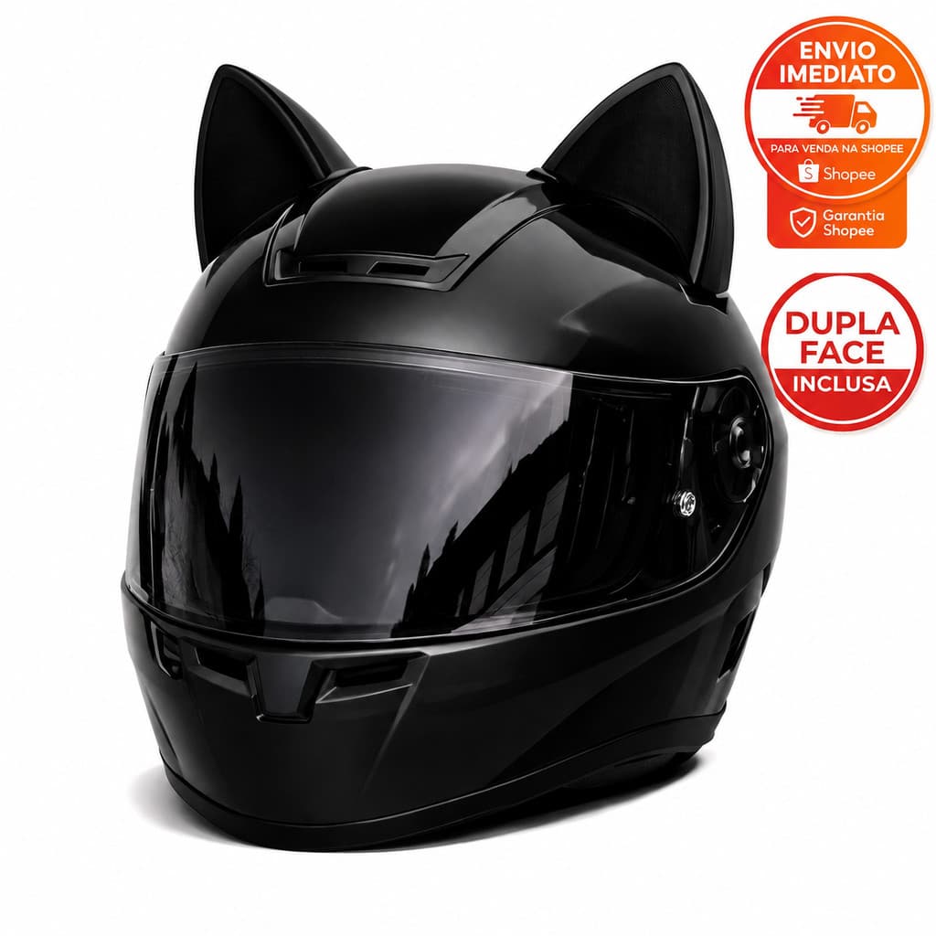 Orelha Gato Capacete Moto Bike Adesivo Dupla Face Acessório