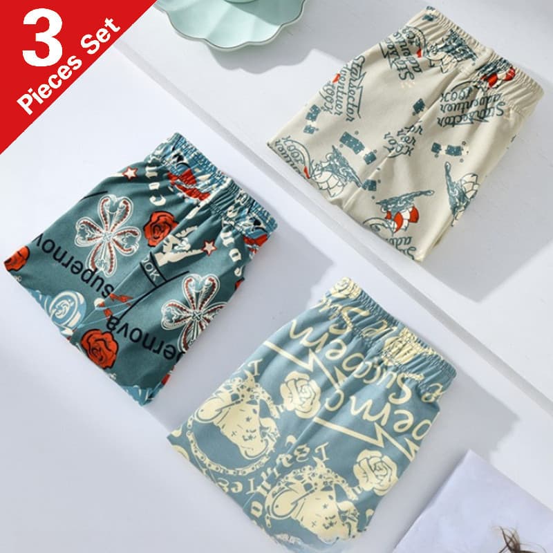 3 pçs algodão masculino solto seta calças juventude Plus Size Shorts calças de pijama na moda impresso Boxer Briefs DF30