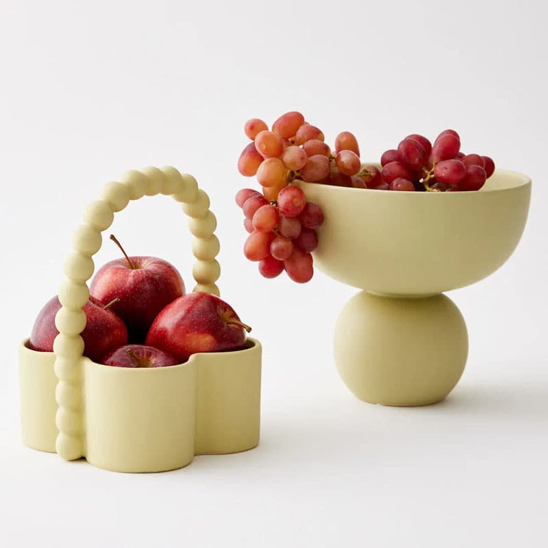 Prato de frutas de cerâmica prato de frutas estilo creme sala de estar bandeja de mesa de café grande decoração de pé al