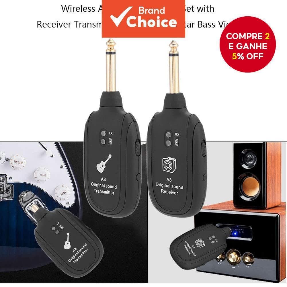 Miwayer A8 Sistema de Transmissor e Receptor de Guitarra Sem Fio 2.4GHz/Baixa Latência/Recarregável/Áudio 24