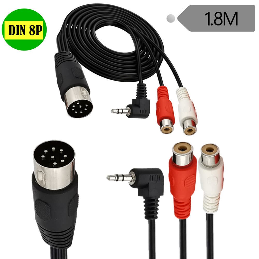 Cabo adaptador de áudio macho de 8 pinos para 3.5 mm macho + 2RCA fêmea 1.8 m | Assento grande de 8 pinos para duplo Lot