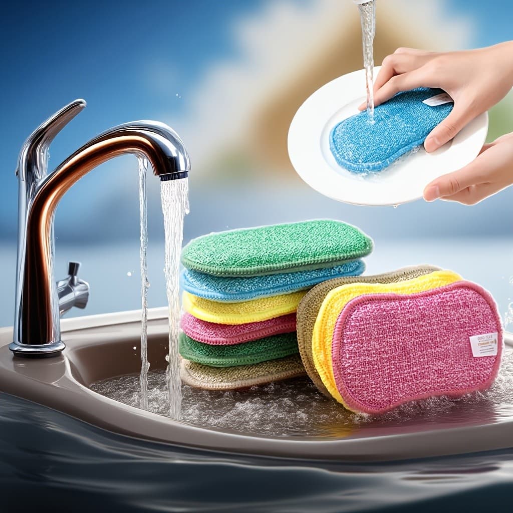 1/3 Pçs Esponja De Limpeza De Cozinha Para Prato Não-Risco Microfibra Purificador Casa Pote Pan Lavadora