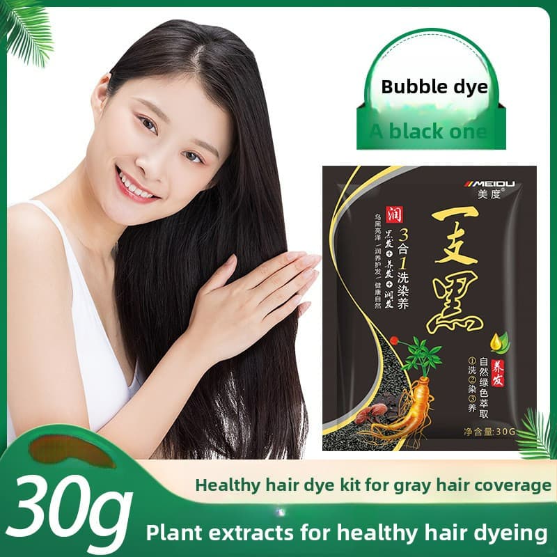 Meidu One Black Bubble Dye 30g Saco Independente 3 em 1 Lavagem Tingimento Extrato de Planta Cobertura Doméstica Cabelo