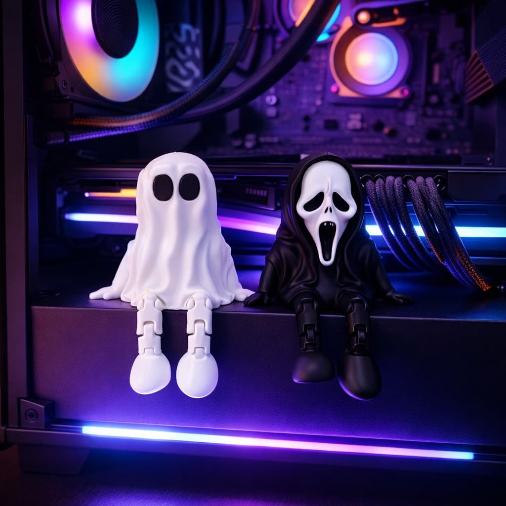 Fantasminha e/ou Grito Articulado 3D -Decoração Casa Quarto Setup Gamer