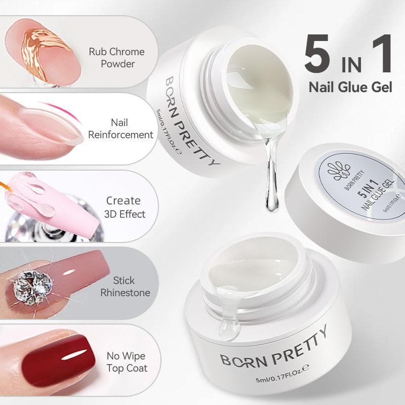 5 Em 1 Remendo De Cola De Unhas Falsas Gel UV Goma Adesivo Para DIY Extensão Salão E Uso De Festa