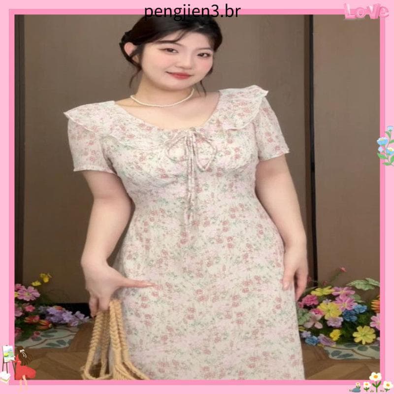 Coleção de 3.1.000 pessoas ligeiramente gorda mm tamanho grande verão francês estilo suave estilo coreano Floral cintura