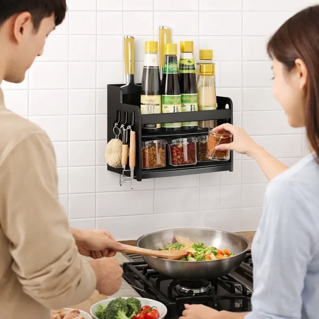 Organizador Parede Multiuso Cozinha Porta Temperos Condimentos Utensílios Espaço Prático Imperdível