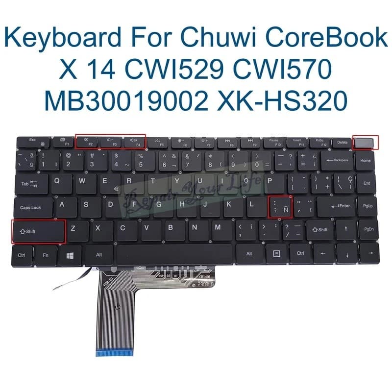 Teclado Retroiluminado Espanhol Russo Dos Eua Para Chuwi CoreBook X CWI529 CWI570 CW1529 MB30019002 Teclados XK-HS320 CH
