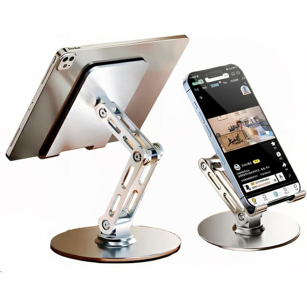 Suporte de Telefone Ajustável para Mesa, para Dispositivos de 4,7 a 9,7 Polegadas, 360 ° Suporte Giratório de Alumínio P