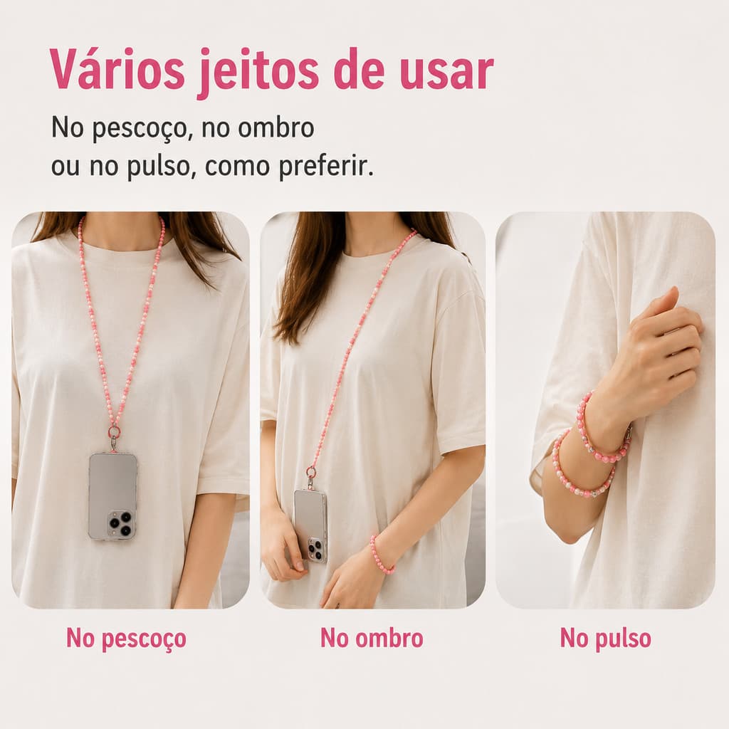 Cordão para Celular Universal 120cm Antifurto Fashion