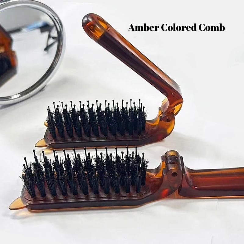 Pente Colorido Âmbar Massagem Dobrável Portátil Estilo Curling Ferramentas De Viagem