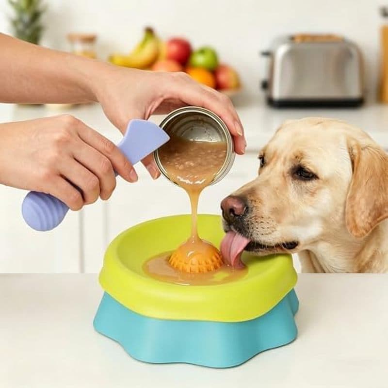 Tigela De Alimentação Lenta Para Cães Com Colher De Lata De Silicone , Lamber De 200ml , Plástico De Qualidade Alimentar