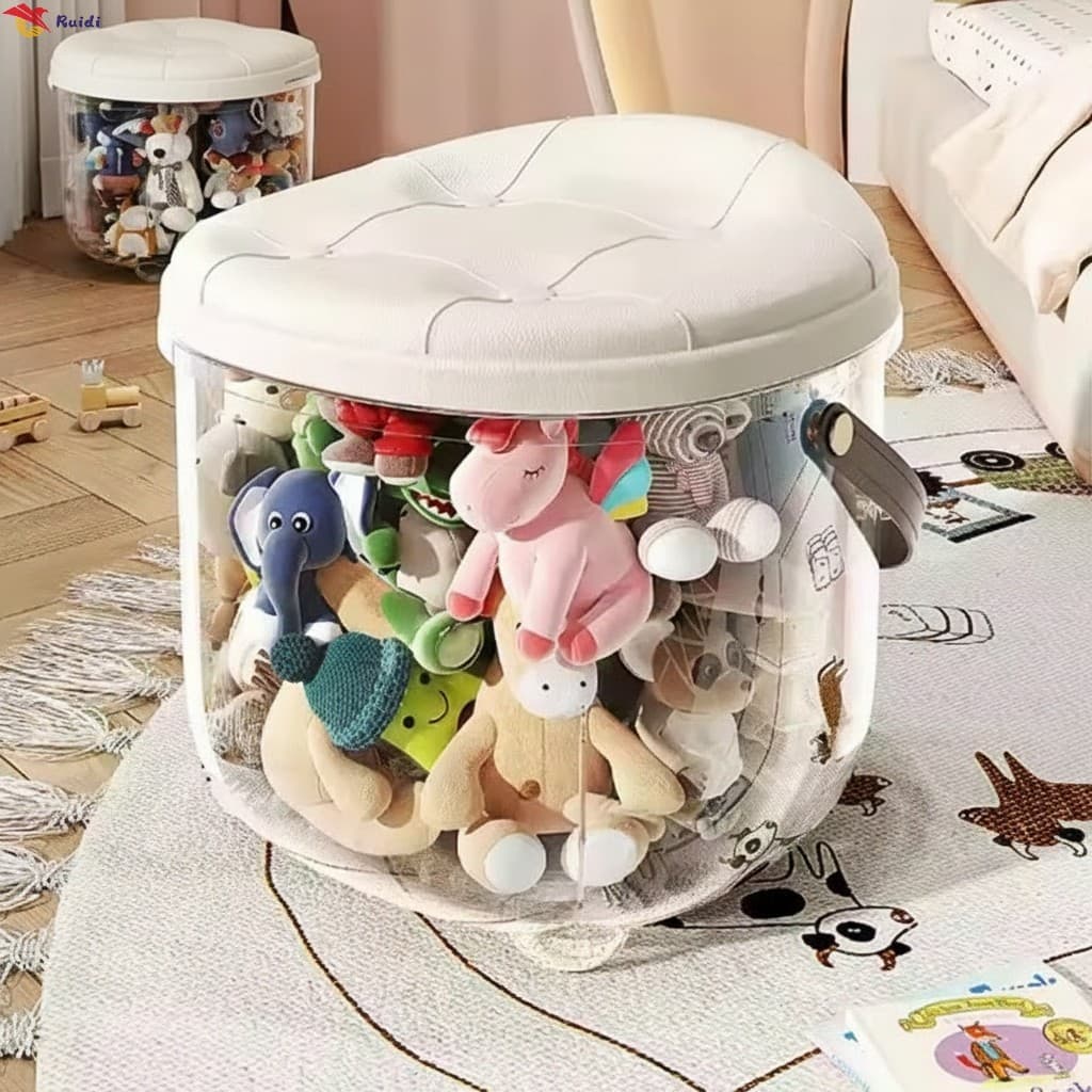 Banco De Armazenamento Multifuncional-Brinquedos De Pelúcia Caixa De Bonecas De Plástico Transparente Para Crianças