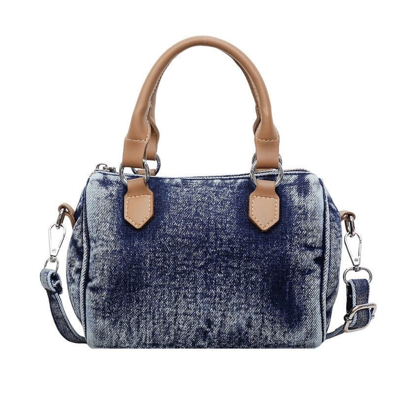 Bolsa Feminina Jeans Vintage Estilo Baú Pequena De Mão E Transversal Moda Casual