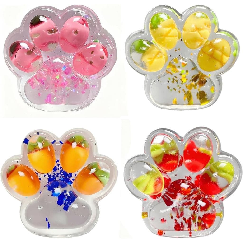 4 Peças Squishy Taba, Brinquedos Antiestresse Macios em Forma de Pata de Gato, Novidade para Alívio da Ansiedade, Brinqu
