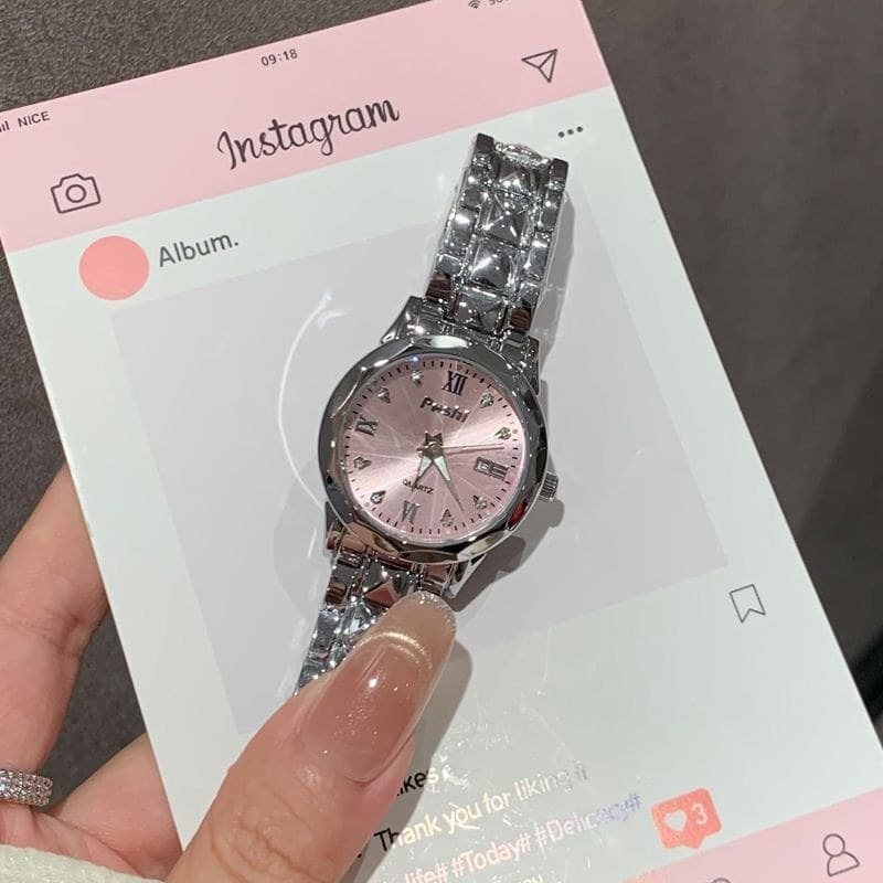Estilo suíço pequeno mostrador relógio feminino júnior estudante do ensino médio nicho luz luxo moda calendário à prova