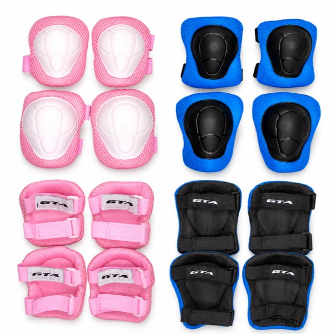 Kit Proteção Infantil GTA Joelheira e Cotoveleira para Bicicleta Patins Skate Azul ou Rosa