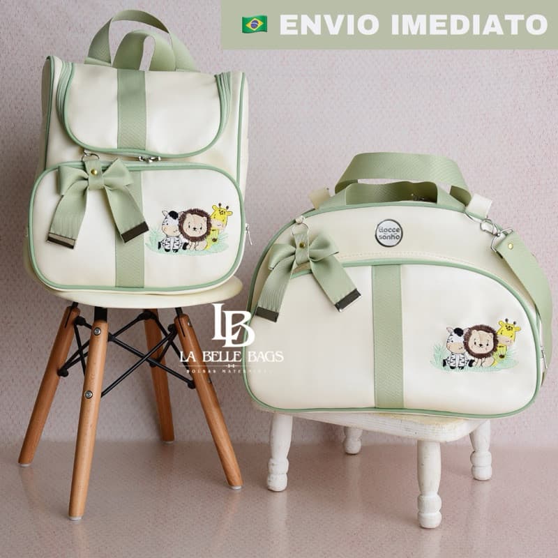 bolsa maternidade 2 peças Luxo, kit mala Maternidade, mochila 2 em 1 (leo safari, borboleta)