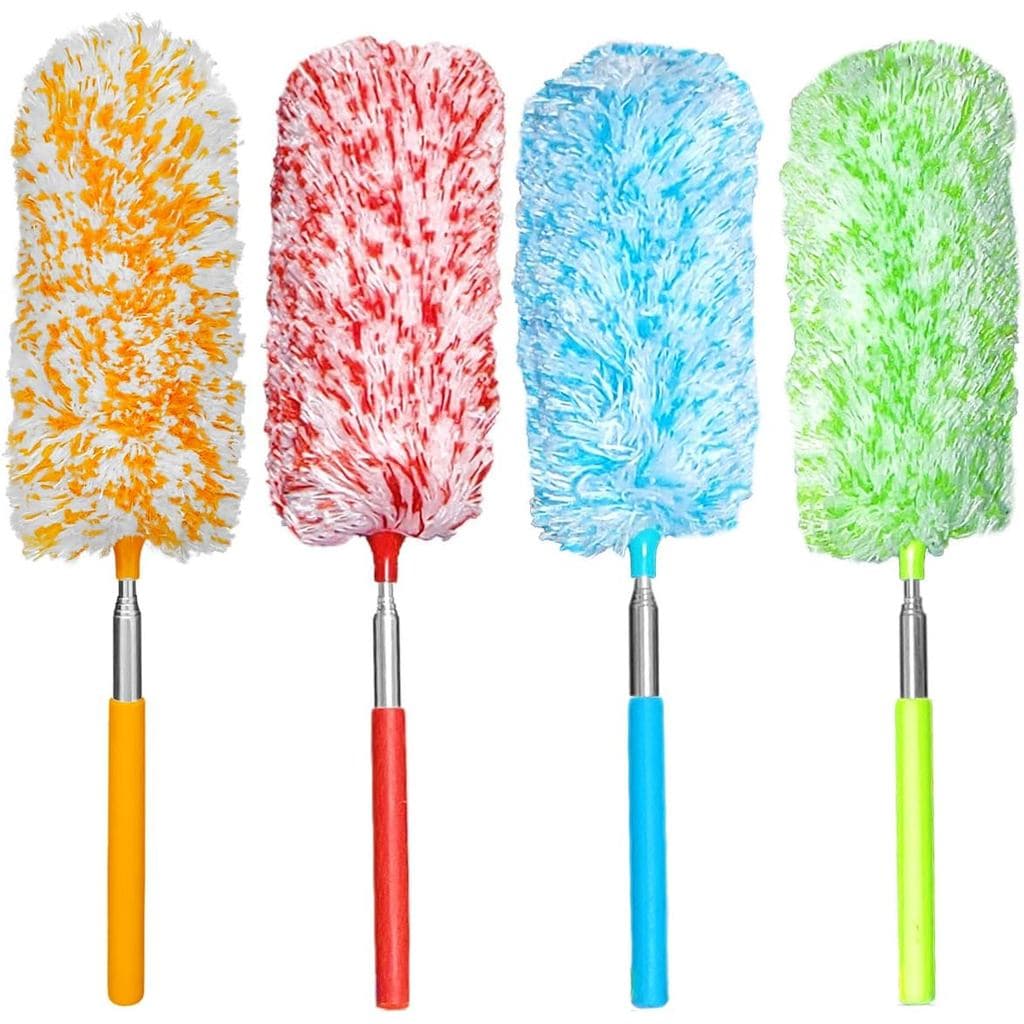 Tonmp 4 Peças, [Microfibra] Espanador de Mão [Lavável] Ferramenta de Limpeza em Microfibra Extensível para Limpeza de Es