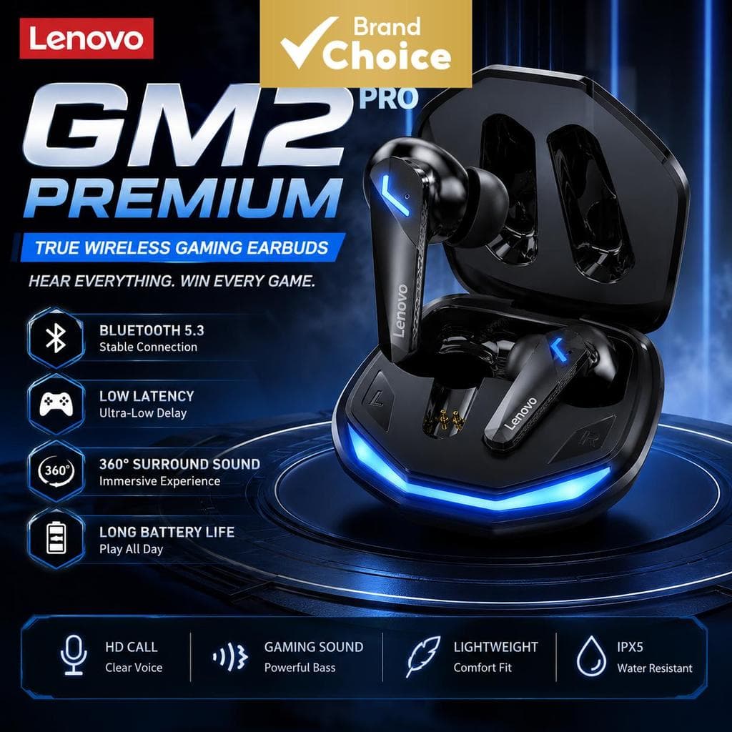 Lenovo GM2 PRO Fones De Ouvido Para Jogos Bluetooth 5.3 De Baixa Latência Intra-Auriculares HiFi Sound Música Uso Diário