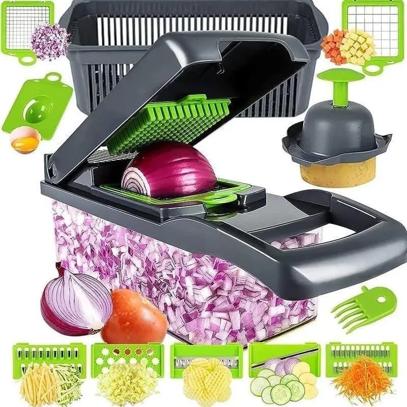 Cortador de Legumes Multifuncional 14 em 1, Picador de Alho, Ralador de Cebola e Batata, Máquina de Corte de Legumes, Ac