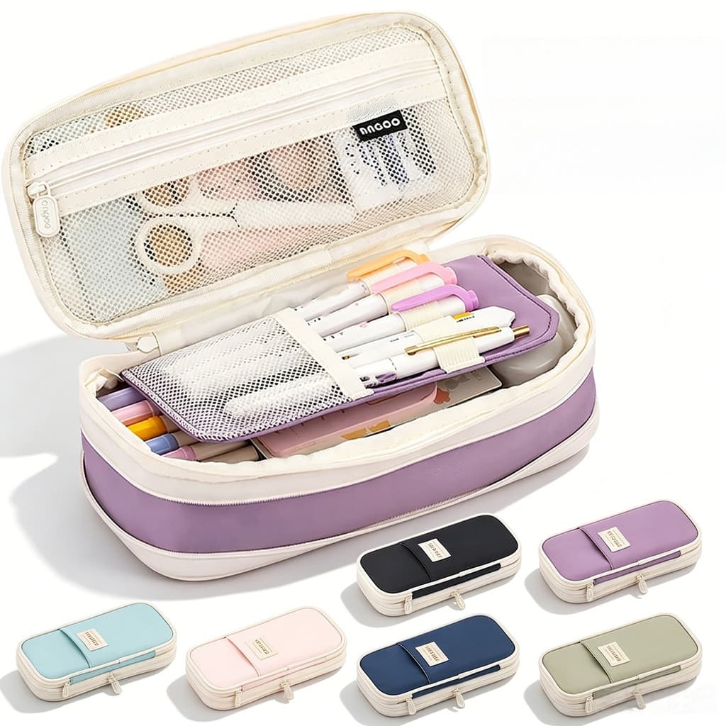 Estojo Enorme Multicamadas , Bolsa De Papelaria De Grande Capacidade Para Estudantes Do Ensino Médio E Universitário