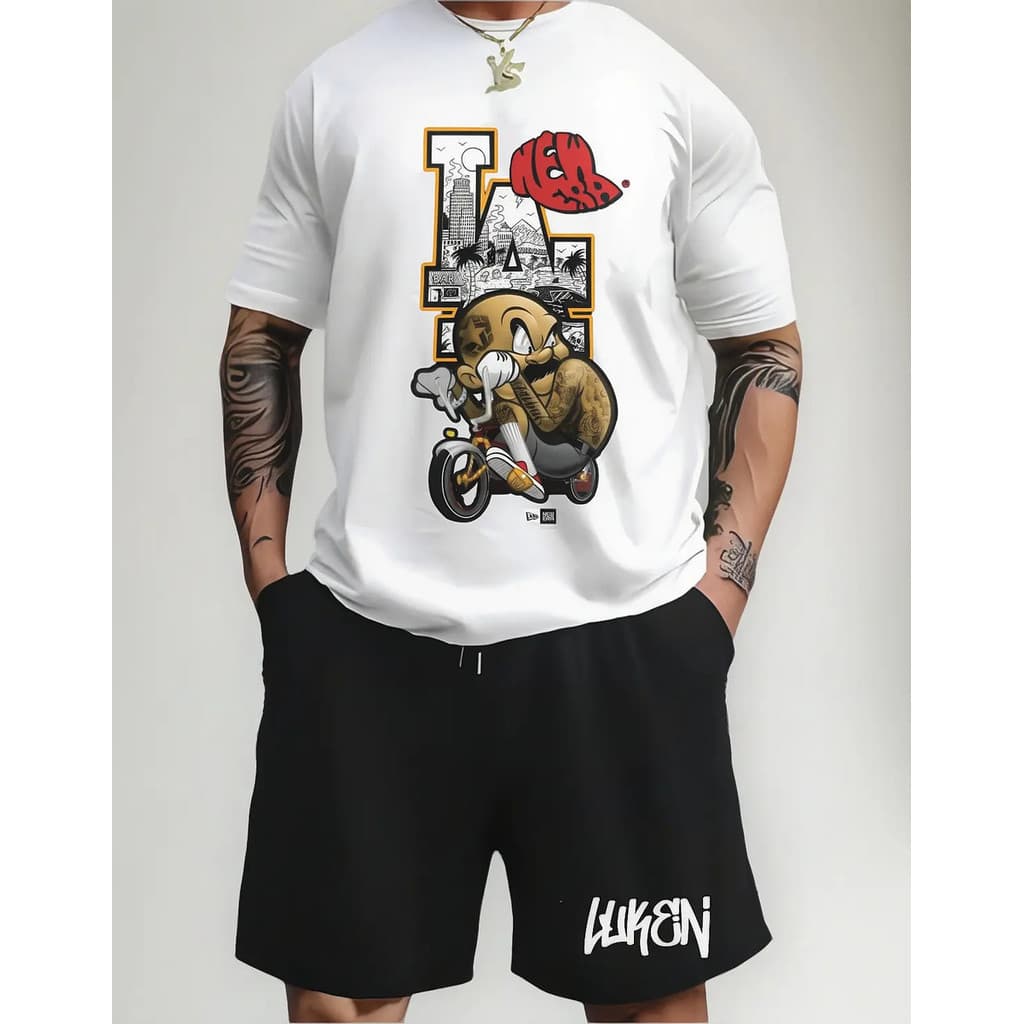 Conjunto Masculino Los Angel Luken Bermuda Masculina Moletom