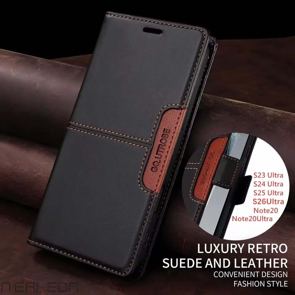 Capa De Couro Flip Para Samsung Galaxy S26 S25 S24 S23 S22 S21 Ultra Plus S26Edge S25FE Tipo Carteira Telefone