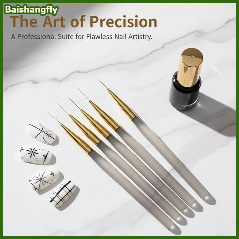 baishangfly 5 Pçs Extremamente Fino Conjunto De Caneta Forro Da Arte Do Prego Alça Acrílica Para Detalhamento Criativo D