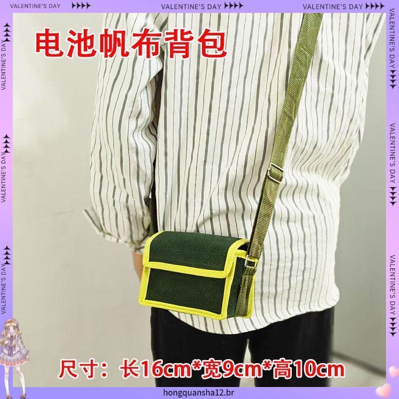 Mochila de lona grossa com bateria de lítio, bolsa pequena de peça única, bolsa mensageiro simples, bolsa quadrada peque
