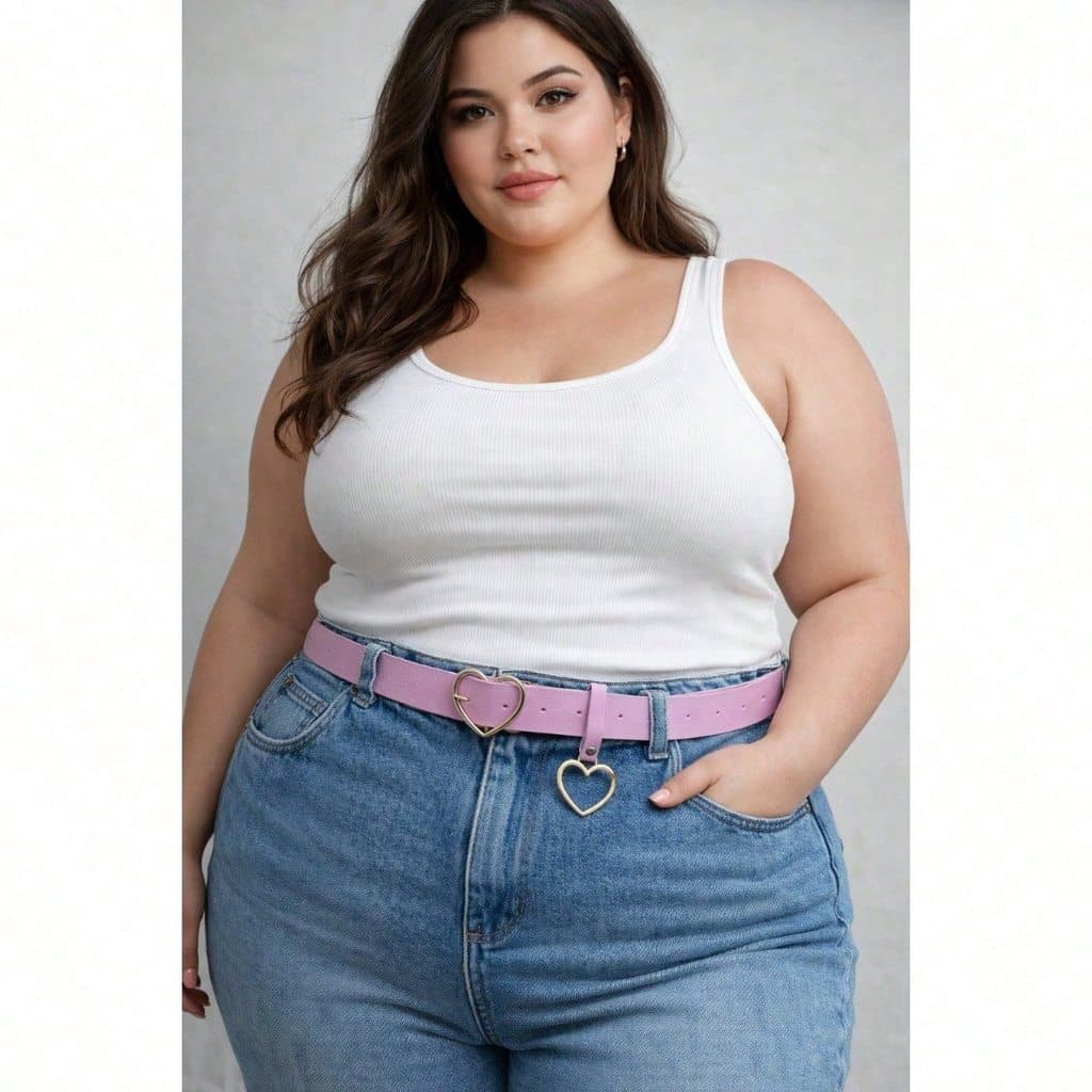 Cinto Feminino PLUS SIZE  de coração com Pingente ROSA