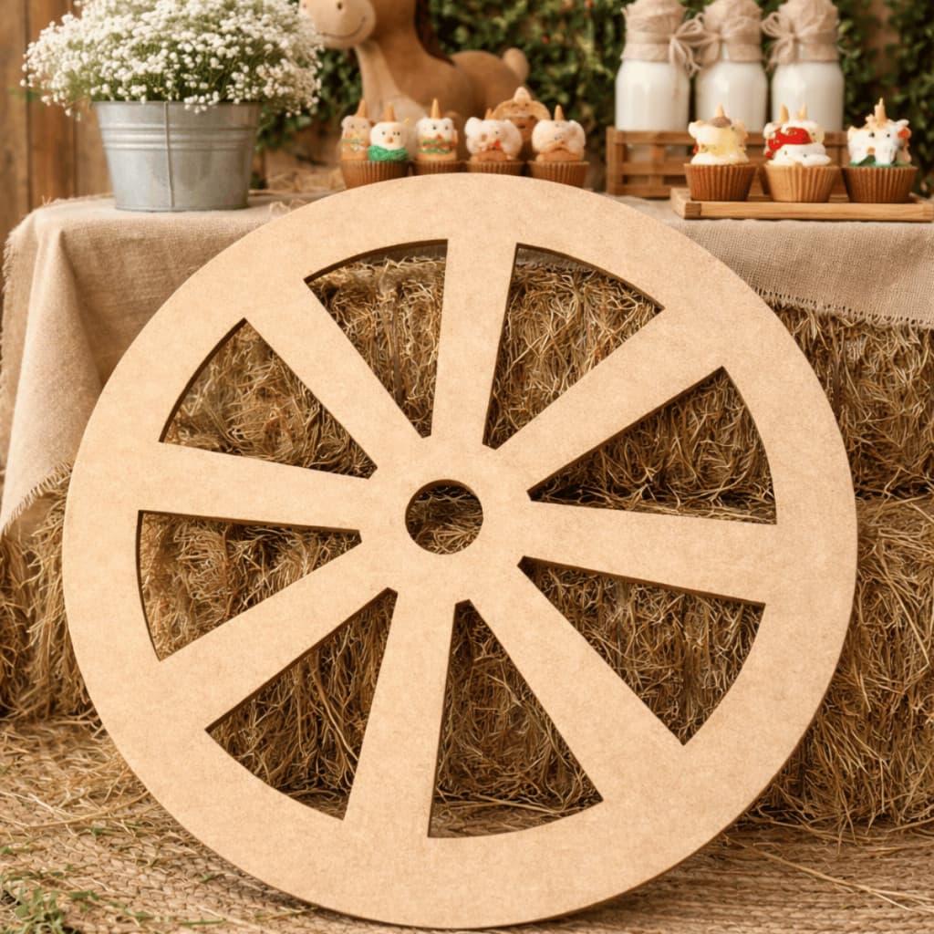Roda de Carroça MDF Cru Decoração Fazendinha Festa Junina Rústica