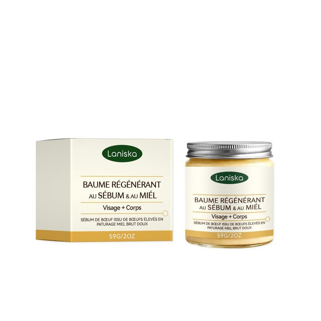 2 Peças de Bálsamo Facial e Corporal Laniska com Mel, Manteiga Nutritiva para a, Hidratante Profundo