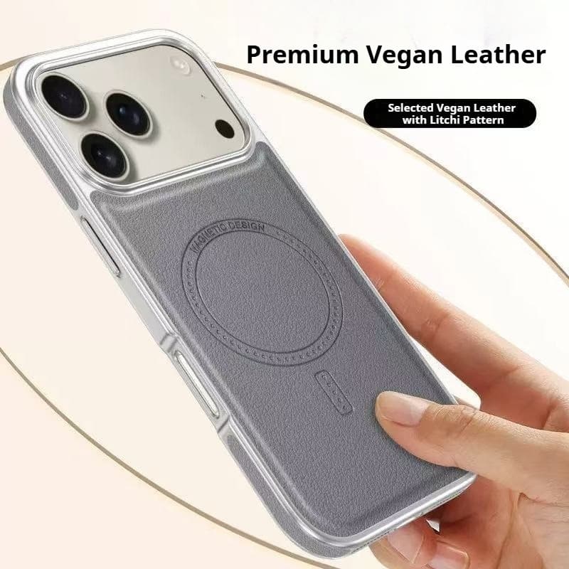 Luxo Carregamento Caso De Couro Para iPhone 17 Pro Ar 16 15 Max 14 13 Chapeamento Lente Da Câmera Capa Protetora Traseir