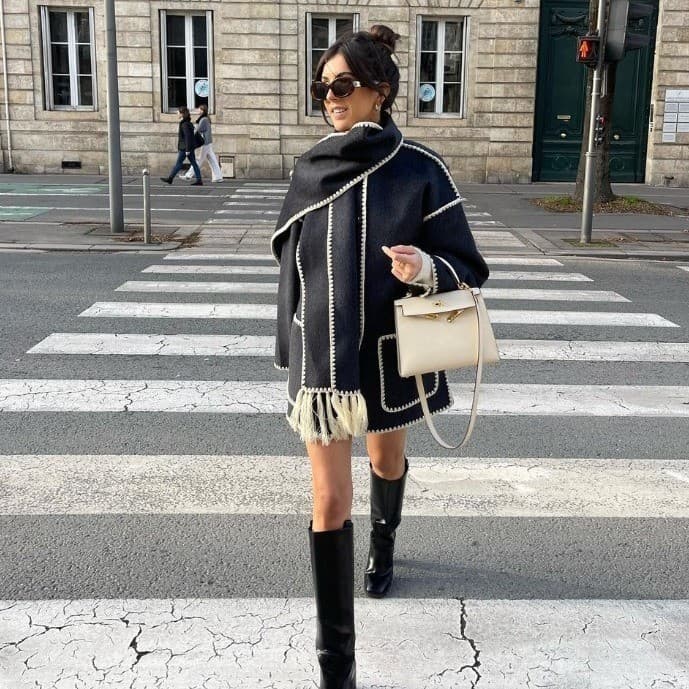 Amazon europeu americano roupas femininas 2023 outono inverno novo estilo moda jaqueta de lã engrossado cinto solto cach