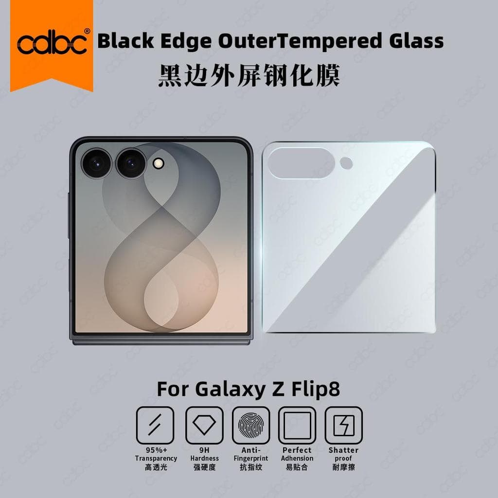 cdbc Vidro Temperado De Tela Externa Samsung Galaxy Z Flip8 , HD Transparente/Borda Preta/Protetor De Privacidade Anti-E