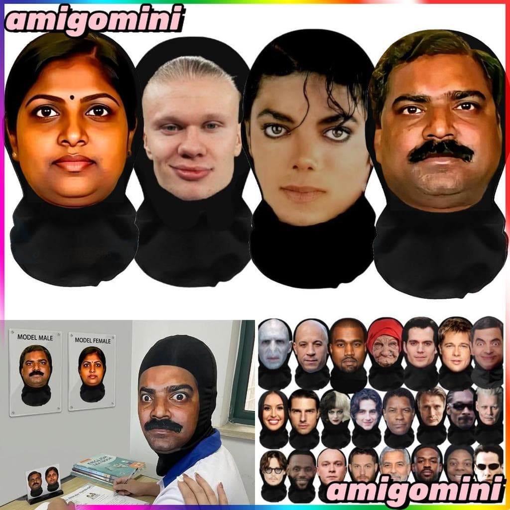 Máscara Facial Engraçada 3D Balaclava Ronaldo Messi Mr Bean Jason Statham Criativo Cosplay Máscaras Faciais Completas Ho