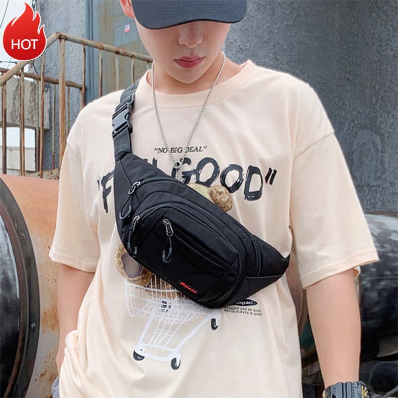 LA1N-Men Cintura Bolsa Grande Capacidade Esportiva Multifuncional Crossbody Casual À Prova D'água De Peito Para Celular
