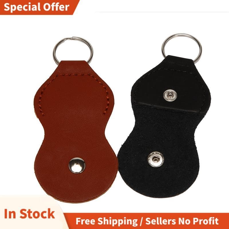 Estojo Porta Palhetas Para Guitarra-Bolsa De Couro Chave De Palheta (2 Pacotes-Preto , Marrom)